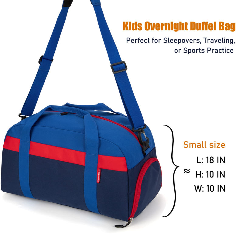 Small Kids Duffle Bag for Boys or Girls, 18" Length, Navy Blue | Fit Weekender, Sports Practice, or Overnight Travel