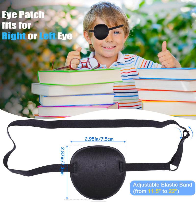 [Australia] - 2PCS Eye Patches for Adults Men Kids, Medical Eye Patch Adjustable Eyepatch for Right/Left Eye, Amblyopia Lazy Patches Black+black 