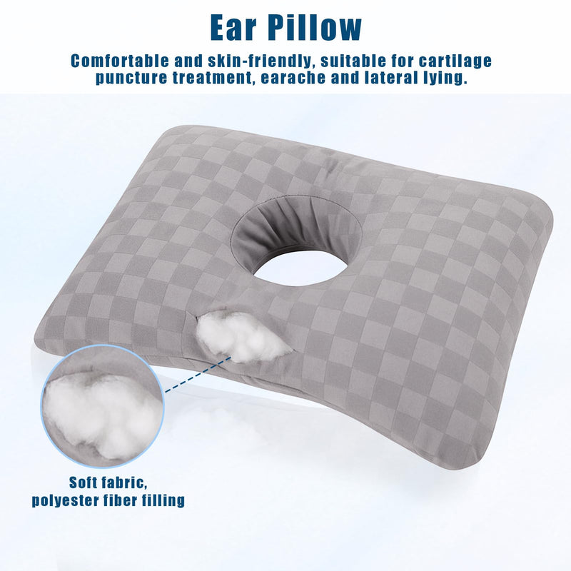 [Australia] - Ear Piercing Pillow for Side Sleepers with an Ear Hole, Polyester CNH Pillow, Comfortable Ear Pillow for Ear Pain, Piercing, Pain Relief Sleeping, Pressure Sore, Ear Guard Pillow (Grey) 