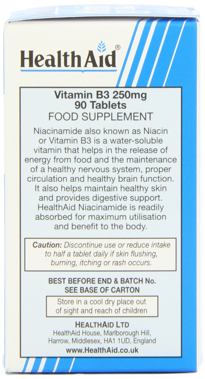 HealthAid Vitamin B3 (Niacinamide) 250mg - Prolong Release - 90 Tablets