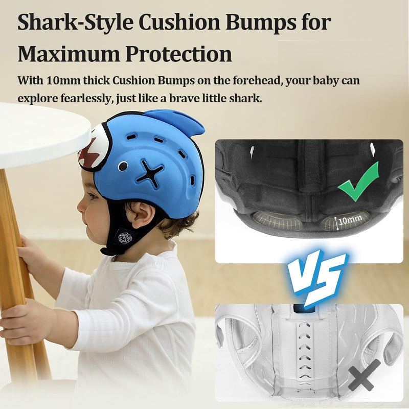 [Australia] - Baby Head Protector Baby Helmet for Crawling and Walking - No Bumps and Soft Safety Peak - Ultra Light and Adjustable Baby Head Protector Suitable for Babies 6-24 Months-Shark Shark 