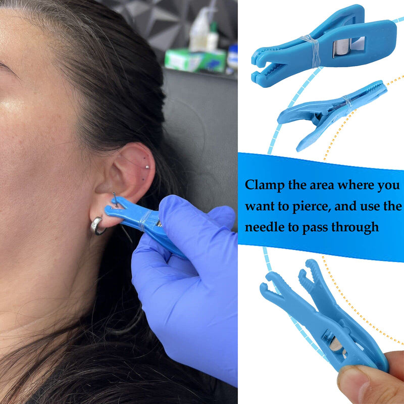 [Australia] - Body Piercing Clamps Tool - Usiriy 25PCS Disposable Triangle Body Piercing Needle Slot Forcep Clamp Piercing Clip Puncture Hemostatic Forceps Ear Nose Lip Navel Piercing Supplies Blue Plier (Triangle) Piercing Clamps 25pcs 