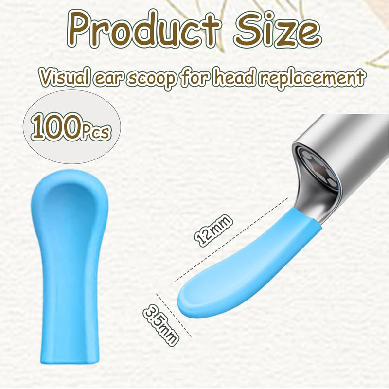 [Australia] - Auiremrti Pack of 100 silicone earwax remover replacement tips, ear spoon accessories for ear wax removal otoscope, smooth and soft earwax suction ear cleaner accessories 