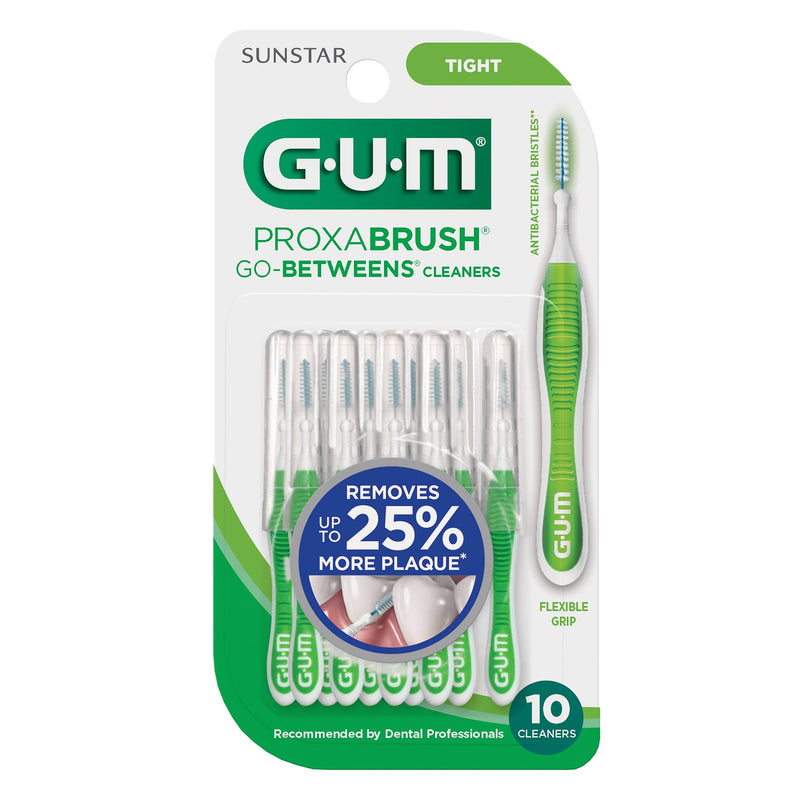[Australia] - GUM Proxabrush Go-Betweens - Tight, Interdental Brushes for Tight Teeth, Dental Picks for Plaque Removal, Safe for Braces & Dental Devices, 10ct (4Pk) 10 Count (Pack of 4) 
