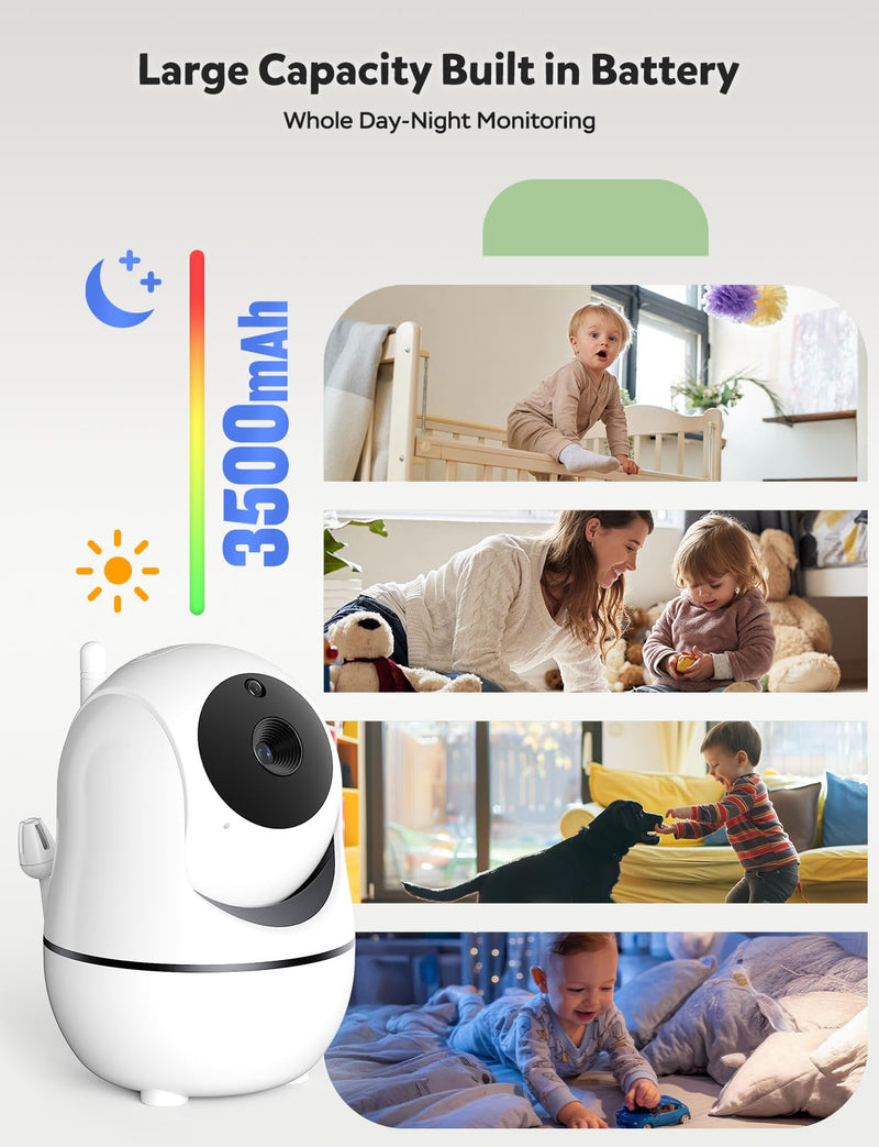 [Australia] - GoodBaby Baby Monitor with Camera and Audio - No WiFi, Remote Pan-Tilt-Zoom, Night Vision, Temperature Sensor, 2-Way Talk, 8 Lullabies, 30-Hour Battery LifeÔºå960ft Long Range 1 Camera 