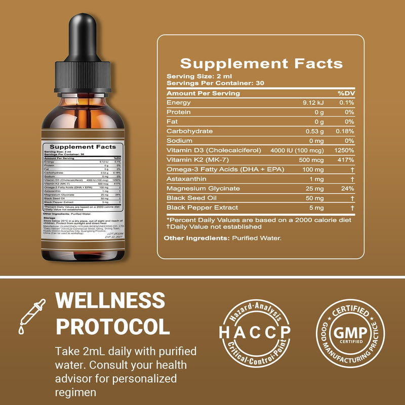 Vitamin D3 K2 Drops | Vegan D3 & K2 (MK-7) Liquid Supplement for Men & Women | Supports Bone & Immune Health | Sugar-Free, 60 ml