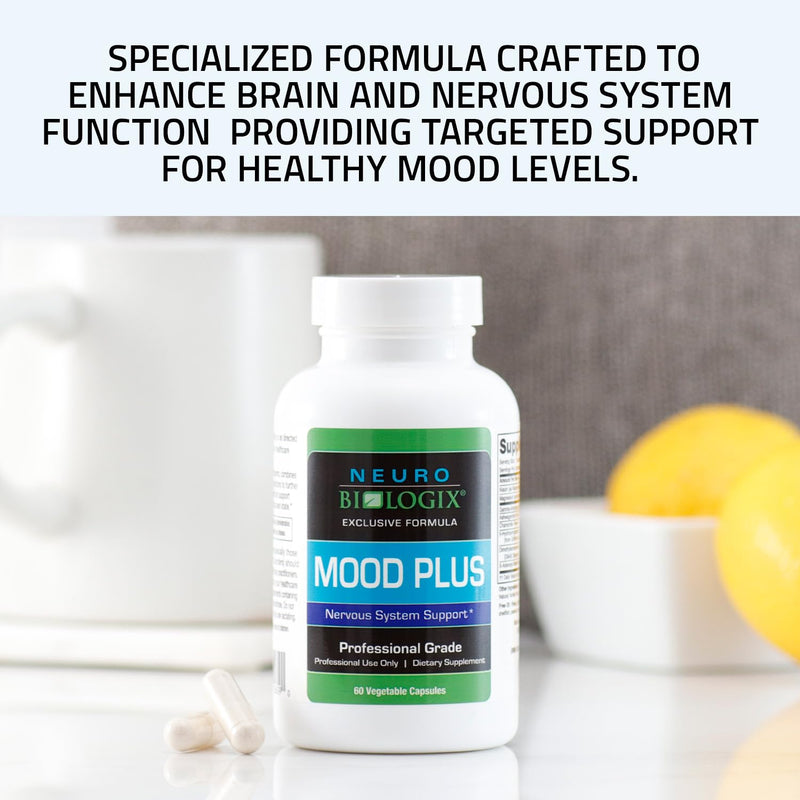 [Australia] - Neurobiologix Mood Plus - Mood Support Supplement, Stress Relief and Mood Booster, Vitamins for Improved Moods & Calming Effects, with 5HTP, Niacin & GABA, 60 Capsules 