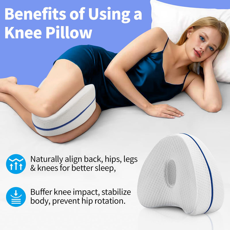 [Australia] - Leg Pillow, Knee Pillow for Side Sleepers, Leg Pillows for Sleeping, Knee Cushion for Sleeping,Suitable for Relieving Leg, Back, Knee Pain White Without Straps 