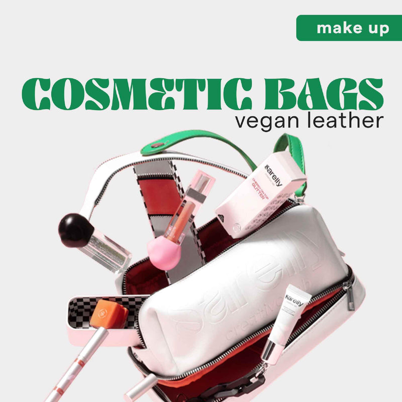 SARELLY | Vegan Leather Makeup Bag | Perfect for Makeup Brushes | Multi-compartments | White Off-White 24 cm x 13 cm x 12 cm