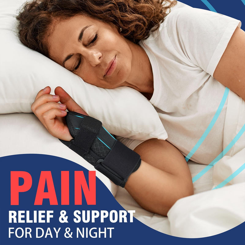 [Australia] - FEATOL 2 Pack Carpal Tunnel Wrist Brace For Work With Wrist Splint, Adjustable Wrist Guard Daytime Support For Women Men, Pain Relief For Pregnancy, Typing, Arthritis, Tendonitis, Right Hand Left Hand Medium 2 Pack (R and L)-Black. 