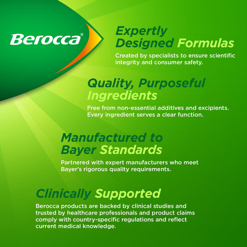 Berocca 50+ Multivitamin & Mineral Tablets with Olive Leaf Extract - 13 Vitamins & 9 Minerals - 90 Film-Coated Tablets