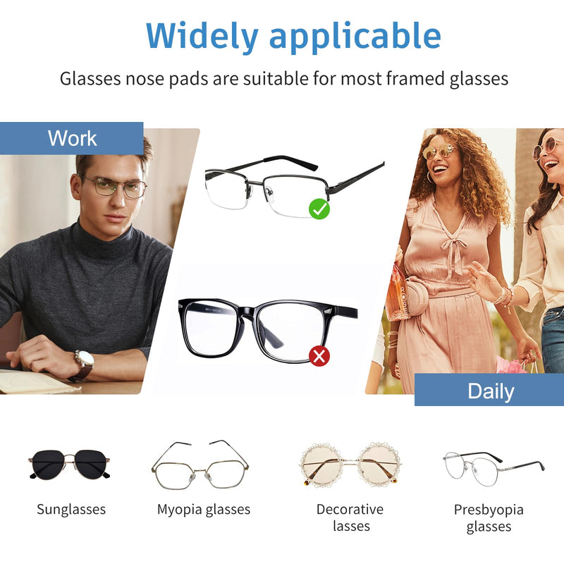 [Australia] - Glasses nose pads silicone, 25 pairs of nose pads, glasses to plug in, 5 styles glasses nose pads, nose pads for glasses, with screws, tweezers and glasses cleaning cloths. Suitable for glasses repairs 