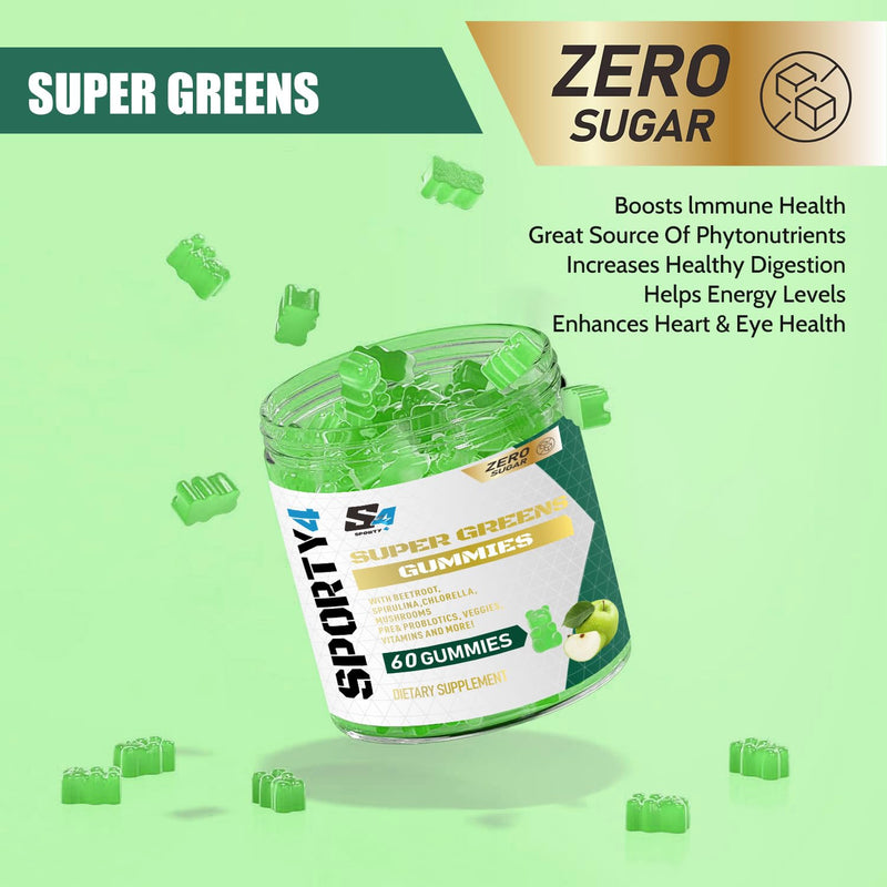 Super Green Gummies no creatine | 60 Vegan Multivitamin Gummies | Blend of 8 Botanicals | with Vitamin B12, B3, B6, B5 & Folic Acid |