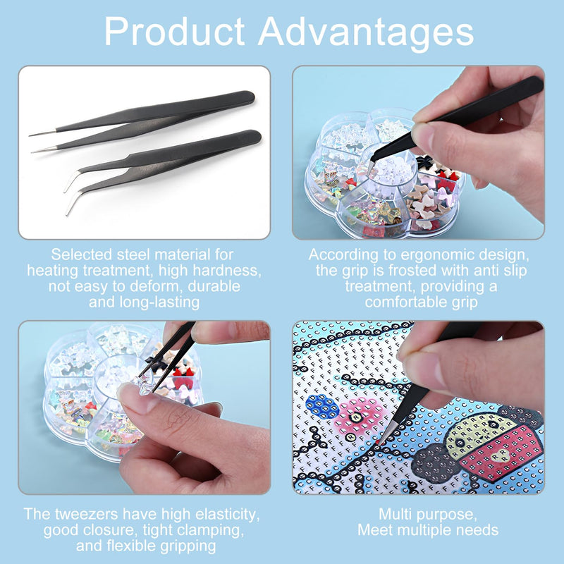 [Australia] - YPYMOD Tweezers Set of 2, Straight and Curved Tweezers, Nail Tweezers, Stainless Steel Eyebrow Tweezers for Facial Hair, Eyelashes, Eyebrows and Ingrown Hairs, with Leather Case (11.5cm*1cm) 