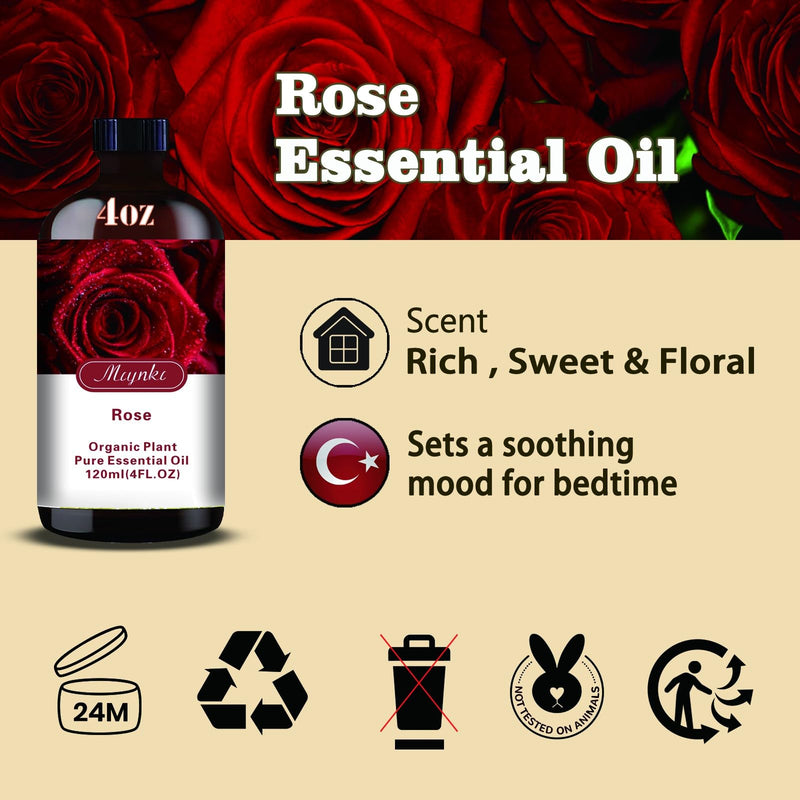 [Australia] - Rose Fragrance Oil-Rose Essential Oil 4.33oz (130ml)-100% Pure Natural Scent for Diffusers, Candles, Soap Making & Aromatherapy-Relaxing Home & Gift Essential Oil for Bath, Massage Rose 4.33 Fl Oz (Pack of 1) 
