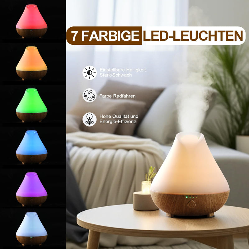 [Australia] - PureMist 100ml Aroma Diffuser for Fragrance Oils, Small Ultrasonic Humidifier Aromatherapy Oils Diffuser with 7 Color LED Light Wood Grain 