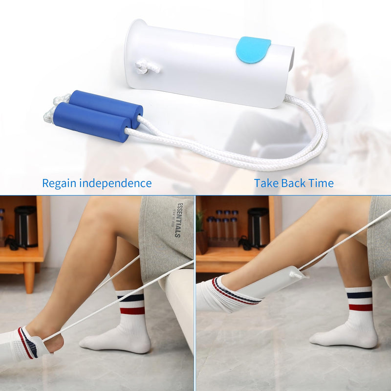 [Australia] - Sock Aid, Easy to Use Sock Helper with Foam Handles, Sock Aide Device Pull Up Assistance Help, Sock Helper Stocking Slider for Elderly, Senior, Pregnant, Diabetics(White) White 1 Pack 