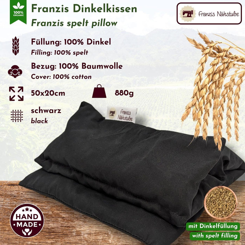 [Australia] - Franzis Nähstube 50x20cm spelled pillow black in 100% cotton I grain pillow spelled 50x20 for microwave I heat pillow, spelled kernel pillow, neck warmer spelled 50x20cm 