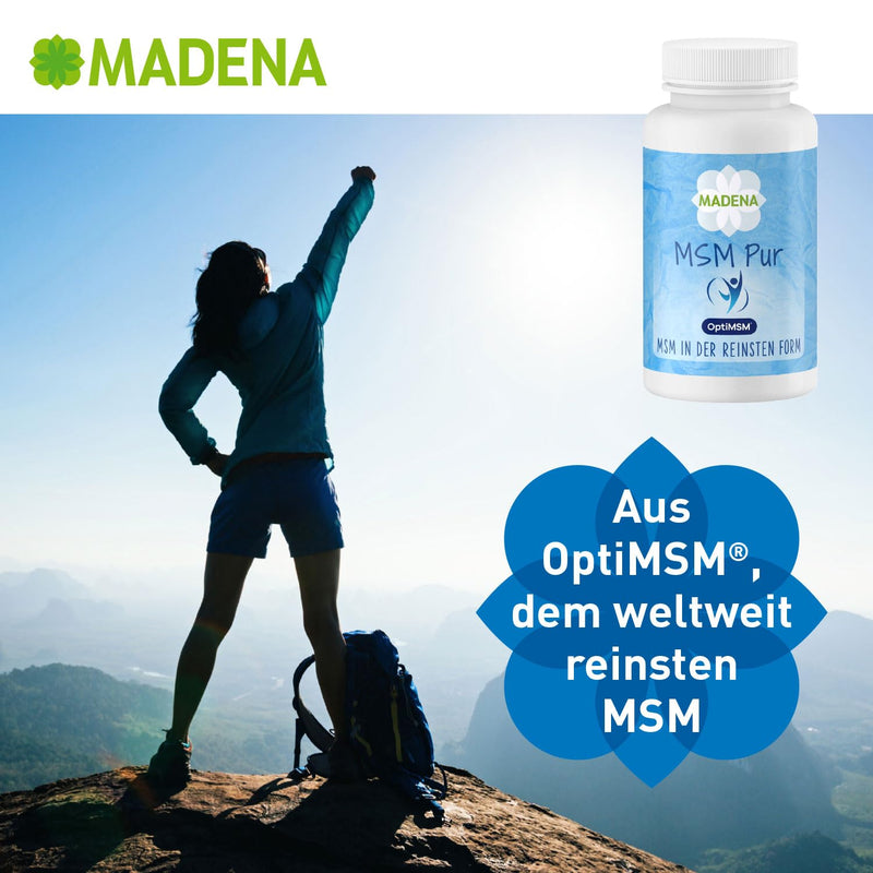 [Australia] - MADENA MSM Pur, OptiMSM Methylsulfonylmethane 90 capsules vegan, the purest MSM in the world, high dosage and optimally bioavailable in the form of coarse flakes 