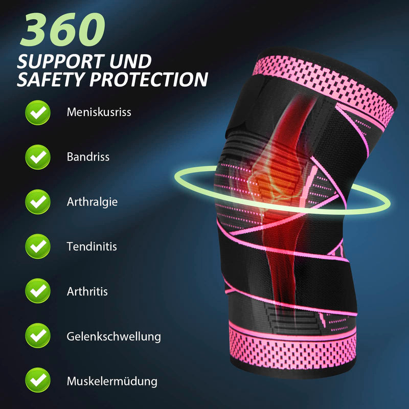[Australia] - Ruilala Knee Support 1 Piece Knee Brace with Adjustable Velcro Bandage Compression Knee Brace for Men Women for Arthritis ACL Meniscus Tear Sports Fitness Weight Lifting Jogging (Rose Red, L) Rose Red 