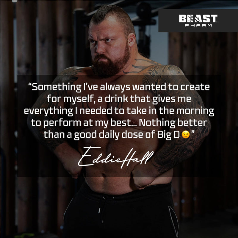 Beast Big D Performance Formula with Creatine Monohydrate Powder and Patented Ingredients for Daily Strength, Stamina and Endurance by Eddie Hall, 30 Servings, Lemon Sherbet