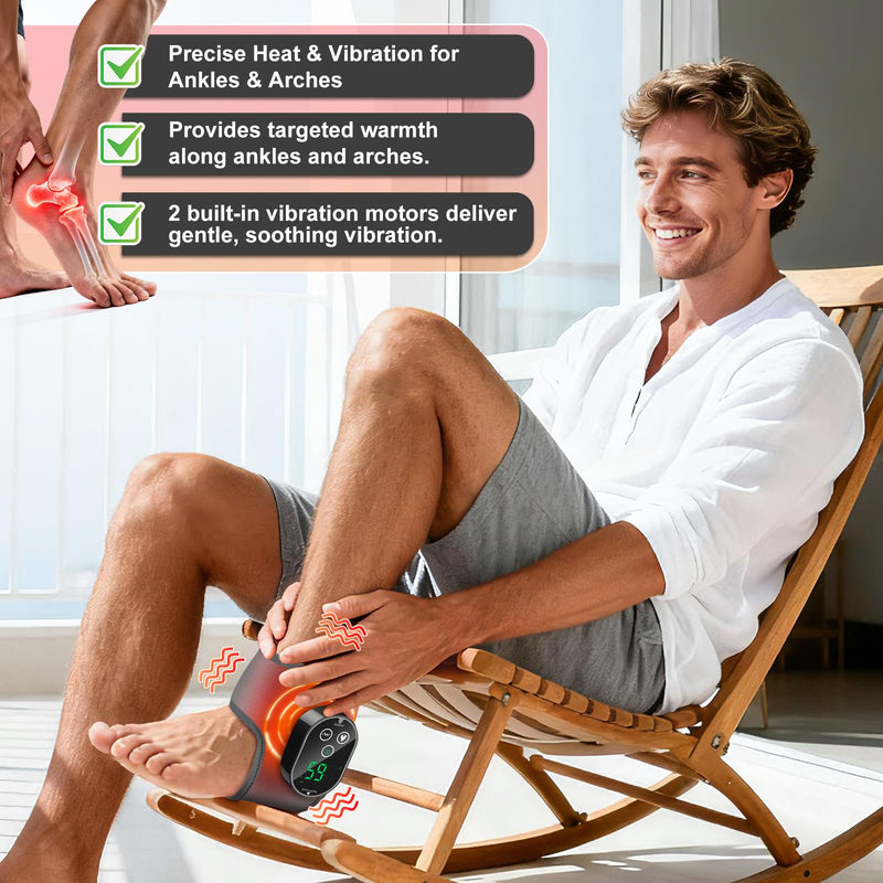 Cordless Ankle Massager for Pain Relief, Heated Ankle Massager, Foot Massager for Neuropathy, Ankle Heating Pad, Foot Heating Pad, Heated Foot Massager, Single One, Grey Gray