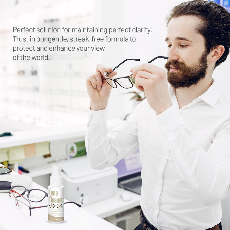 [Australia] - Eyeglass Cleaner Spray with Microfiber Cloth Kit, Lens Cleaner for Eyeglasses, Sunglasses, Camera Lenses & Electronic Screens, Gentle, Odor-Free, Compact 1.7 fl oz Lens Cleaner Spray 