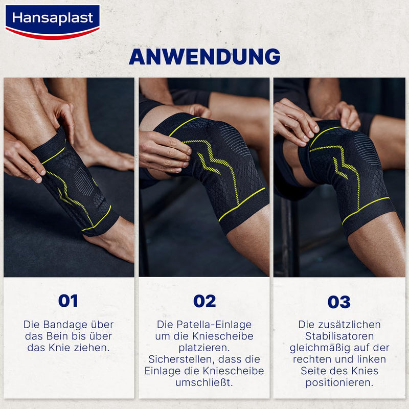 [Australia] - Hansaplast Performance knee bandage, knee bandage stabilizes & relieves the joint, bandage for right & left knee joints supports active recovery, size S/M 