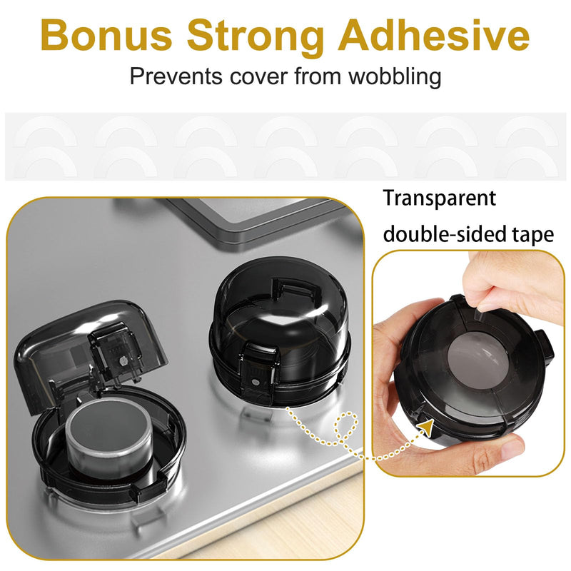 [Australia] - 5-Pack Stove Knob Covers for Child Safety - Universal Size Gas Stove Knob Covers with Adhesive, Heat-Resistant Baby Proof Stove Knob Covers, Dual-Key Oven Knob Covers for Child Safety and Pet (Black) 