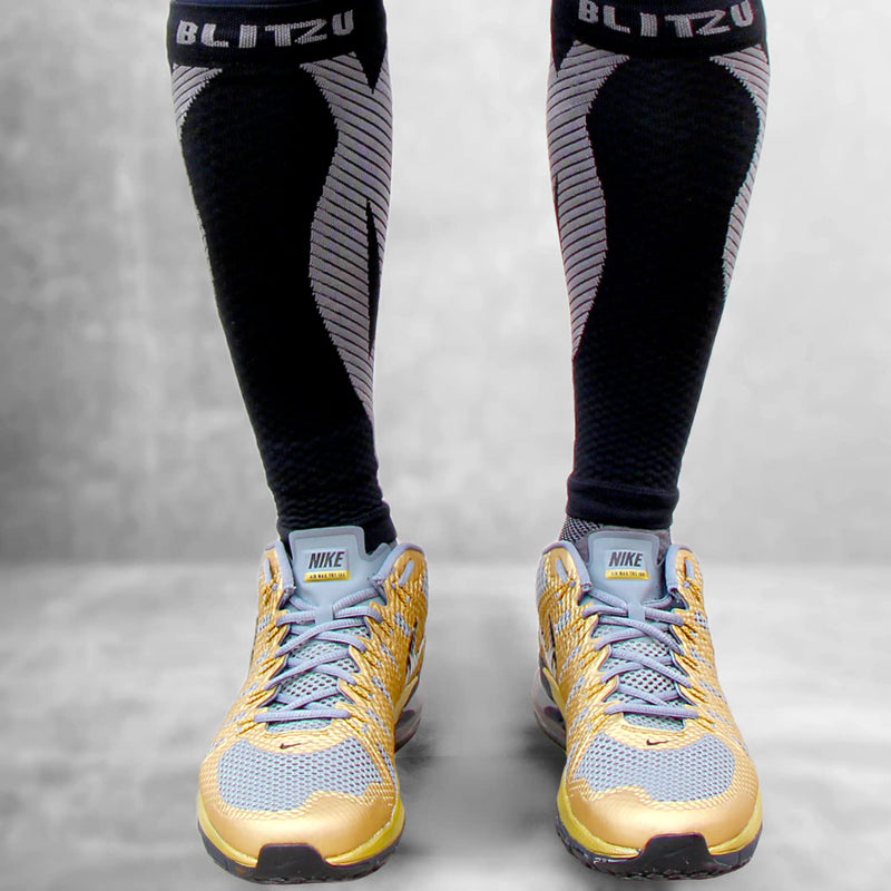 [Australia] - BLITZU Calf Compression Sleeve for Men & Women Footless Compression Socks Support Runners Leg Sleeve Shin Splints Pain Relief Black Small/Medium 