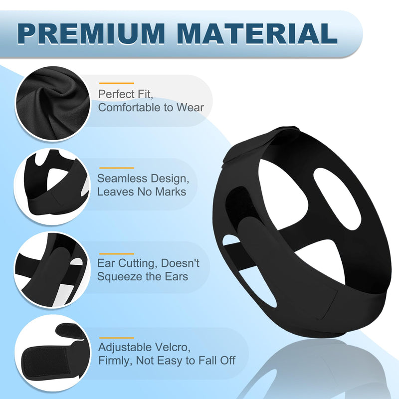 [Australia] - Chin Strap for Sleeping, Adjustable Chin Strap for Snoring, Anti Snoring Devices Breathable and Reusable, Comfortable Stop Snoring Solution, Anti Snore Chin Strap for Men and Women (Black) Black 
