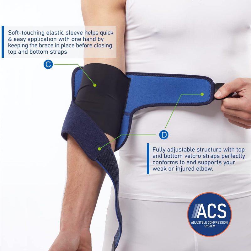 [Australia] - Adjustable Elbow Support for Epicondylitis, Tennis Elbow, Golfer’s Elbow, Bursitis, Elbow Sprains, Strains, Tendonitis, Arthritis, Sports Injury Recovery - Elbow Pain Relief - One Size fits Most 