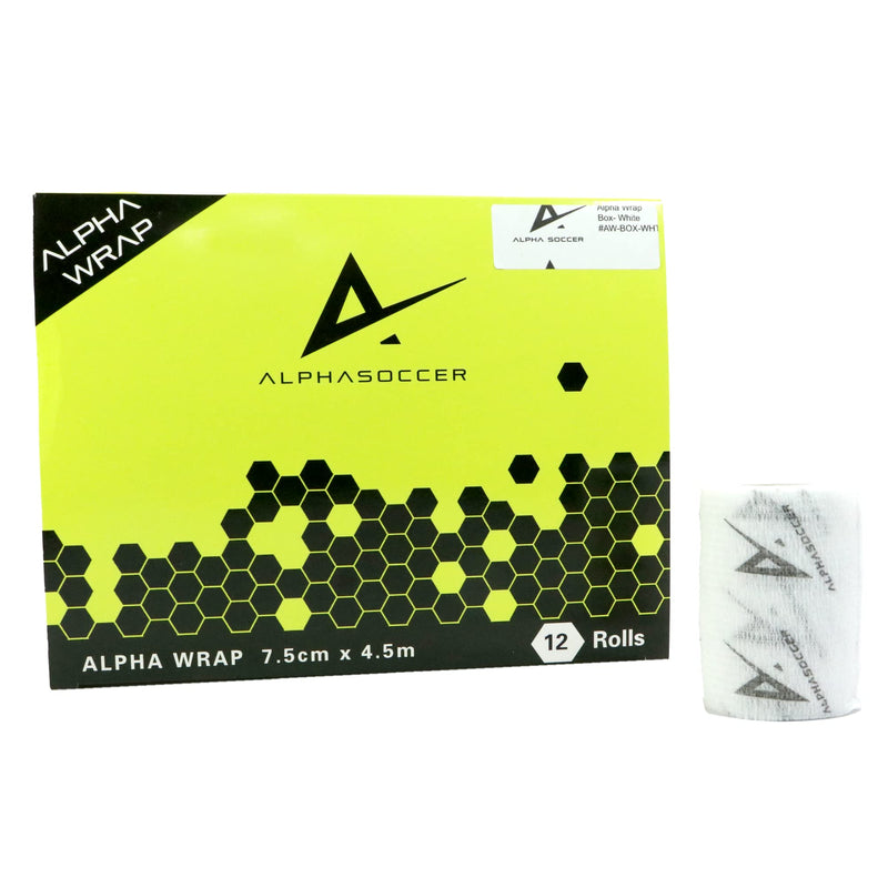 Alpha Wrap Athletic Tape Box - Pre Wrap Tape for Shin Guards, Soccer Tape Sports Wrap Set 12 Pack White