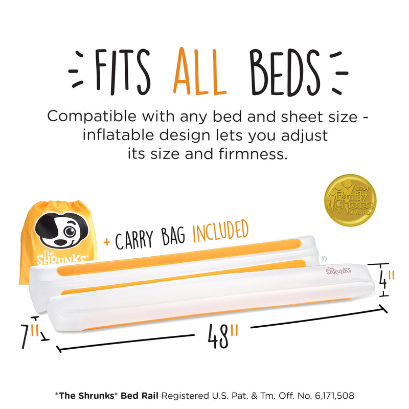 [Australia] - (2-Pack) Shrunks Inflatable Bed Rail for Toddlers, Kids, Adults, and Elderly | Portable Toddler Bed Bumpers for Travel or Home | Blow Up Guard Rail for Twin, Full, Queen, King Size Beds 2 Count White 