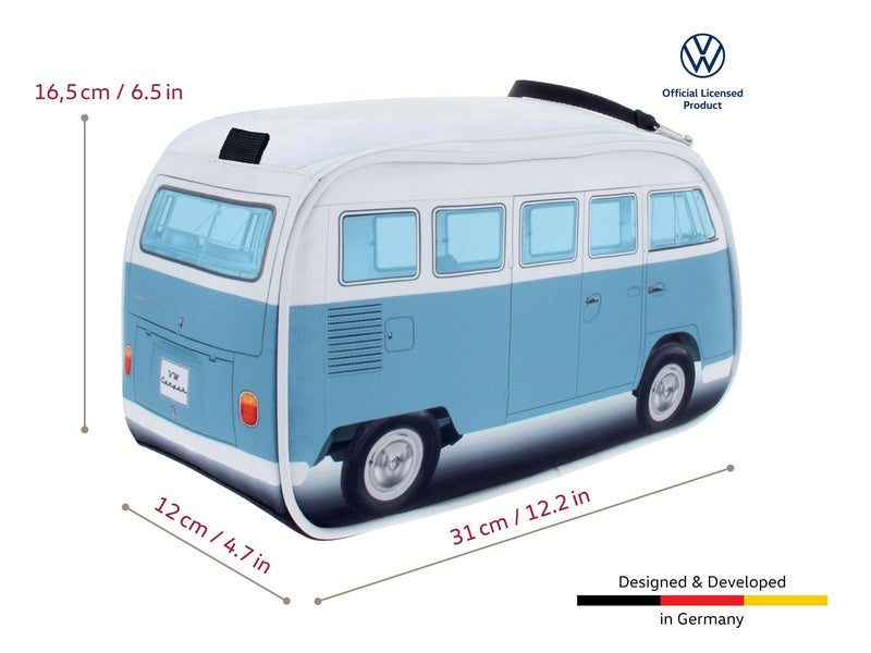 BRISA VW Collection - T1 Bus Camper Toiletry Bag Cosmetic Case | Volkswagen Toiletry Bag, Water-Resistant, 2 Elastic Compartments, Double Zipper, Travel, 600D Polyester, Blue & White