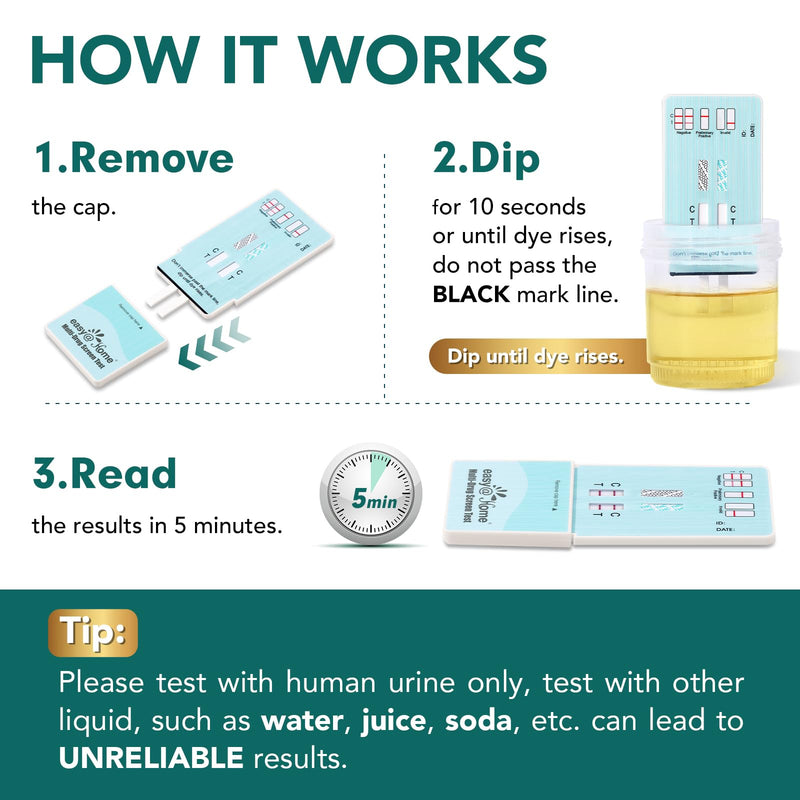 Easy@Home 10 Pack Multi-Drug Screen Test, 2 Panel Urine Drug Tests Kit | Urine Drug Test Kits, Testing for THC, Nicotine Metabolites Cotinine(COT) in Urine, at Home Drug Testing Kits, EDOAP-124