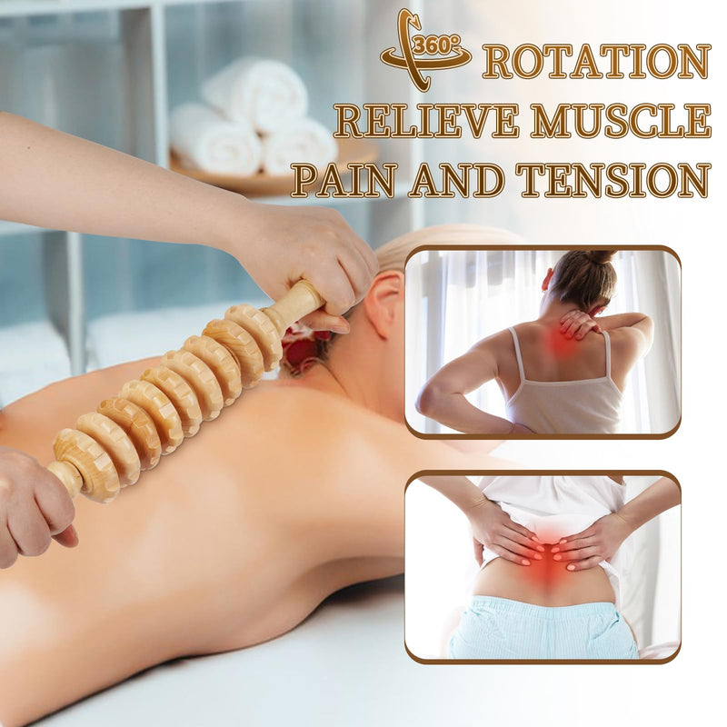 [Australia] - Liitrton Manual Wooden Fascia Massage Roller Trigger Points for Release Cellulite Sore Muscle Blasting (White) White 