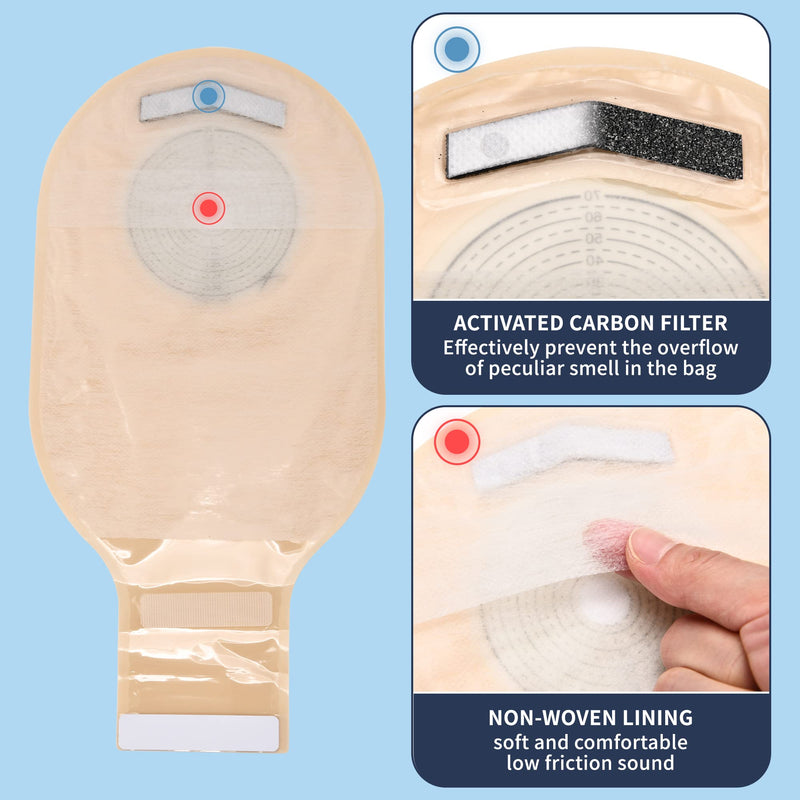 [Australia] - 20 pcs Colostomy Bags, Rainlotus Ostomy Bag one-Piece ostomy Supplies, 20mm-70mm Cut-to-Fit Drainable Pouches with Velcro Closure for Ileostomy Stoma Care 