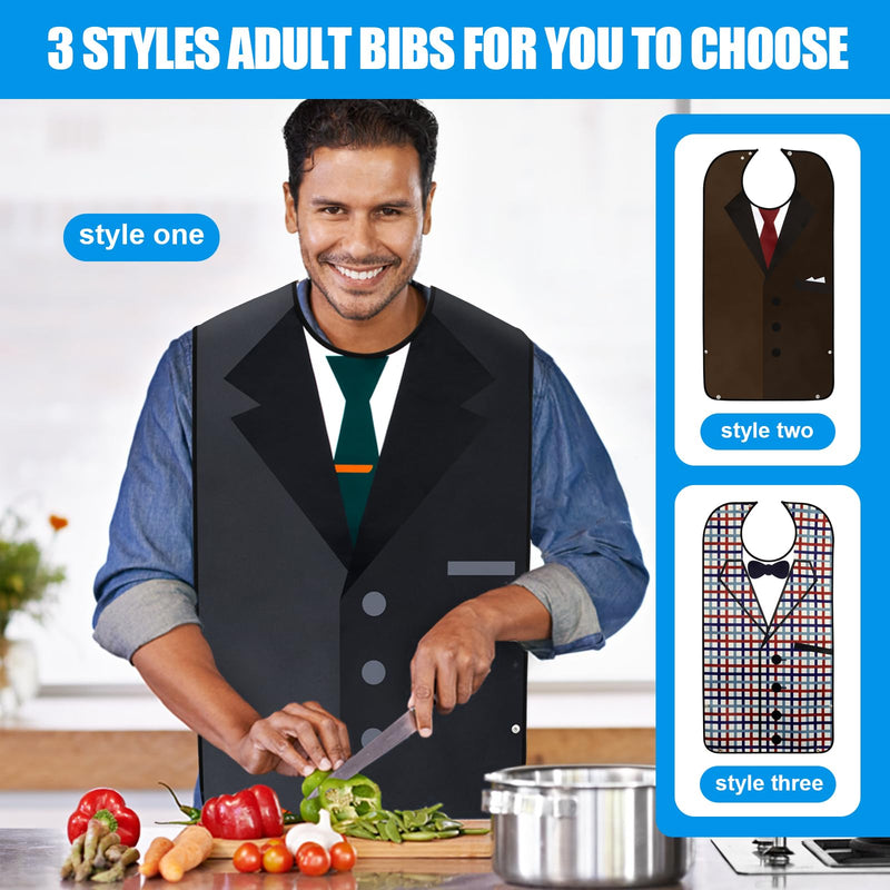 [Australia] - Adult Bibs, Bibs for Adults Eating Washable, Reusable Adult Clothing Protectors with Crumb Catcher Style 1 