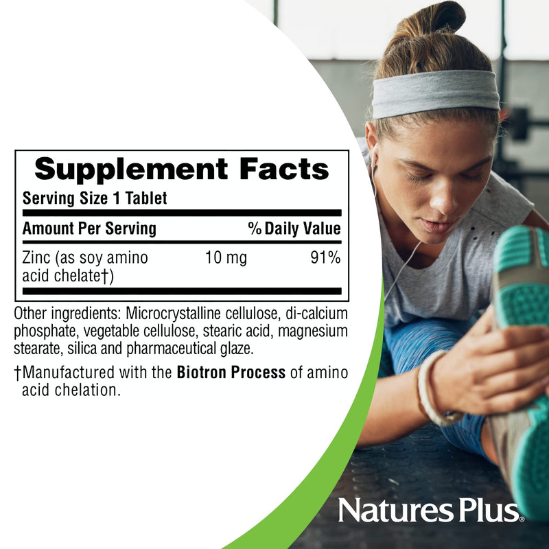[Australia] - NaturesPlus Zinc Tablets - 10 mg, 90 Vegetarian Supplements - Immune System Supplement for Cellular Growth & Repair - Promotes Healthy Digestion, Metabolism & Vision - Gluten-Free - 90 Servings 10 mg (Pack of 1) 