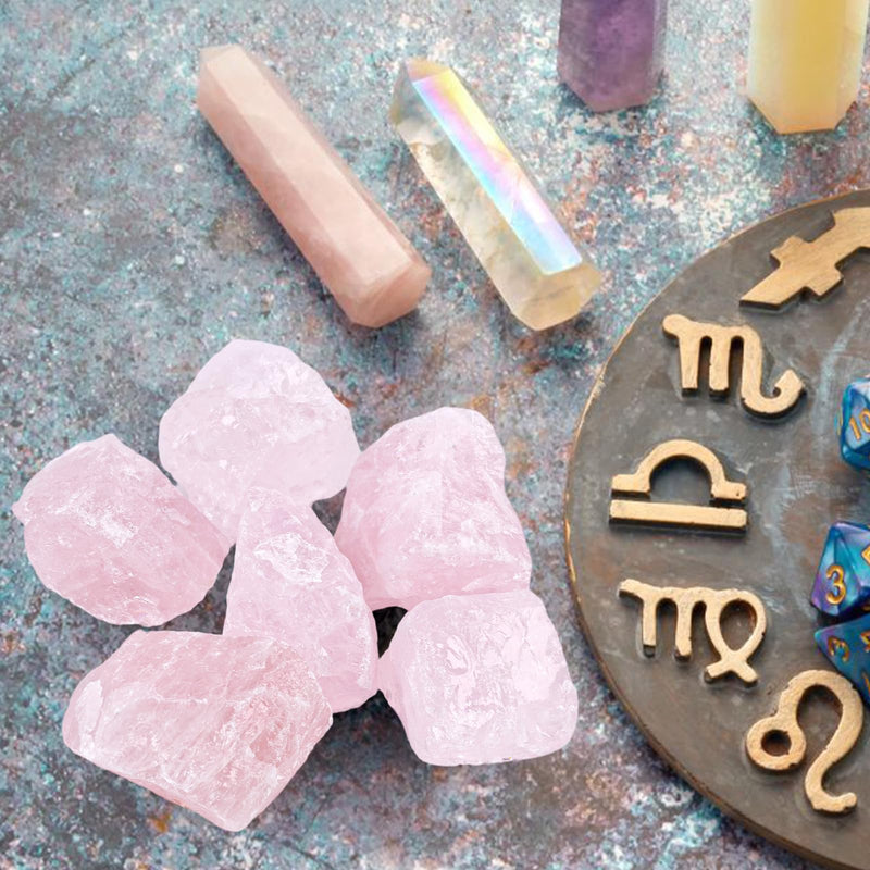 [Australia] - JOHOUSE 6PCS Rose Quartz, Natural Rough Stones Crystal Large Raw Crystals Bulk Healing Gemstones for Reiki Healing Tumbling Fountain Rocks Pink 