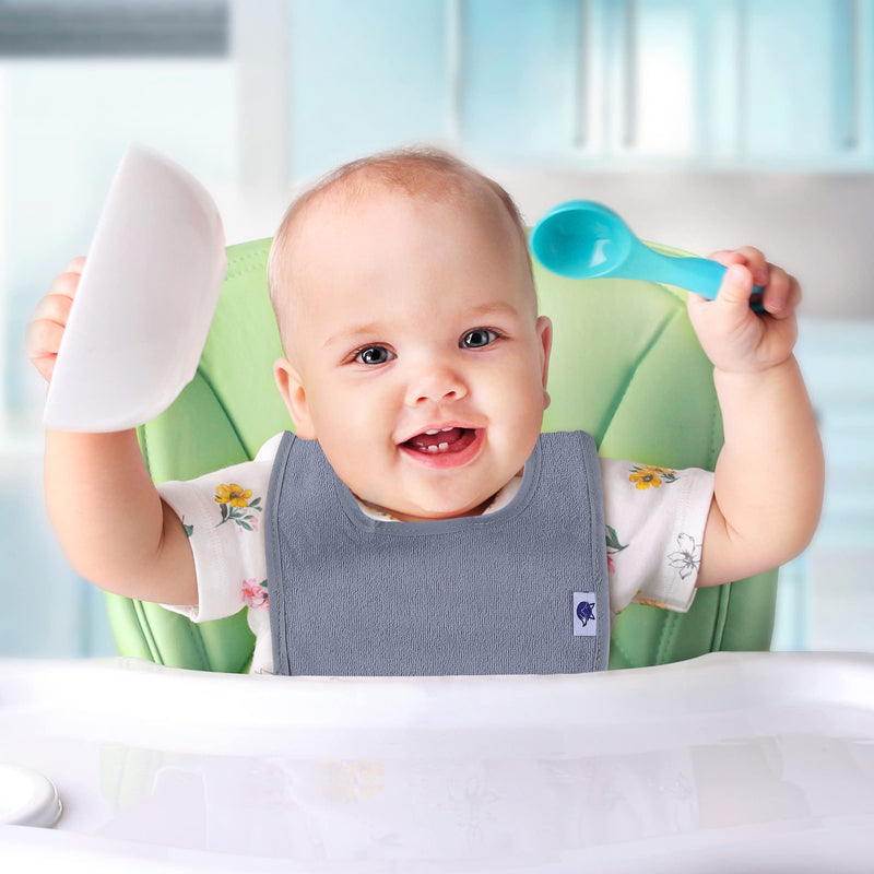 [Australia] - Waterproof Baby Bibs for Girls, Boy, Unisex Drool Bib Cotton Solid Knit Infant Feeding Bibs Neutral 
