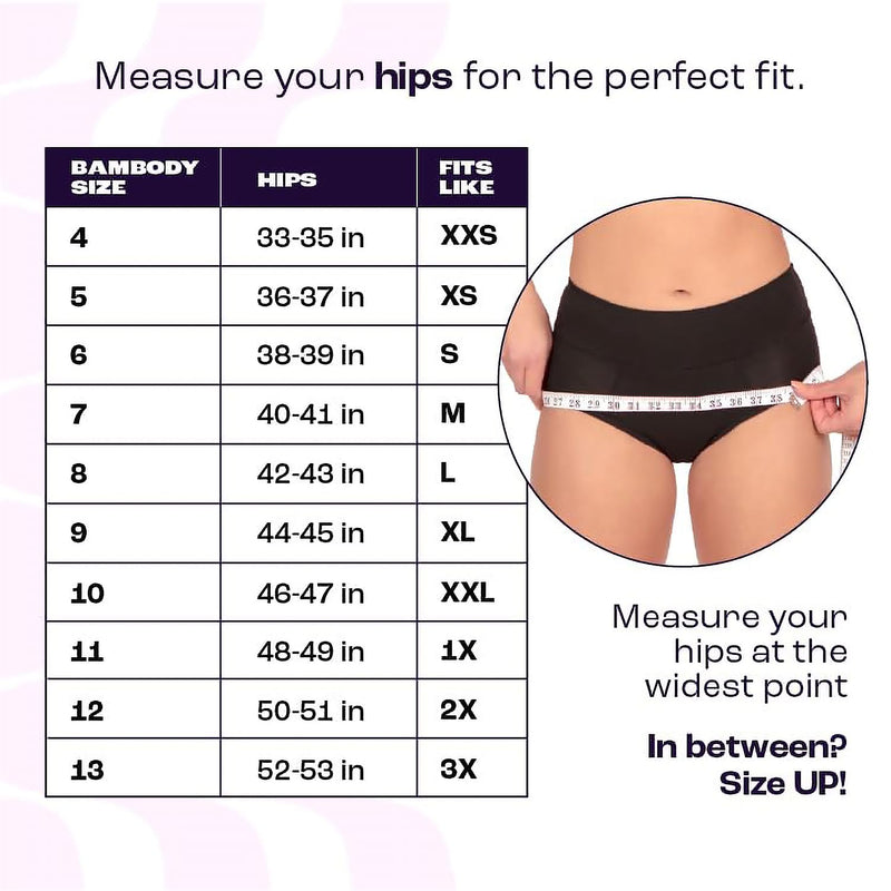 [Australia] - Bambody Absorbent Brief, Period Underwear for Women and Teens - Super Comfy, Protective - Soft, Breathable Large 3 Pack: Black 