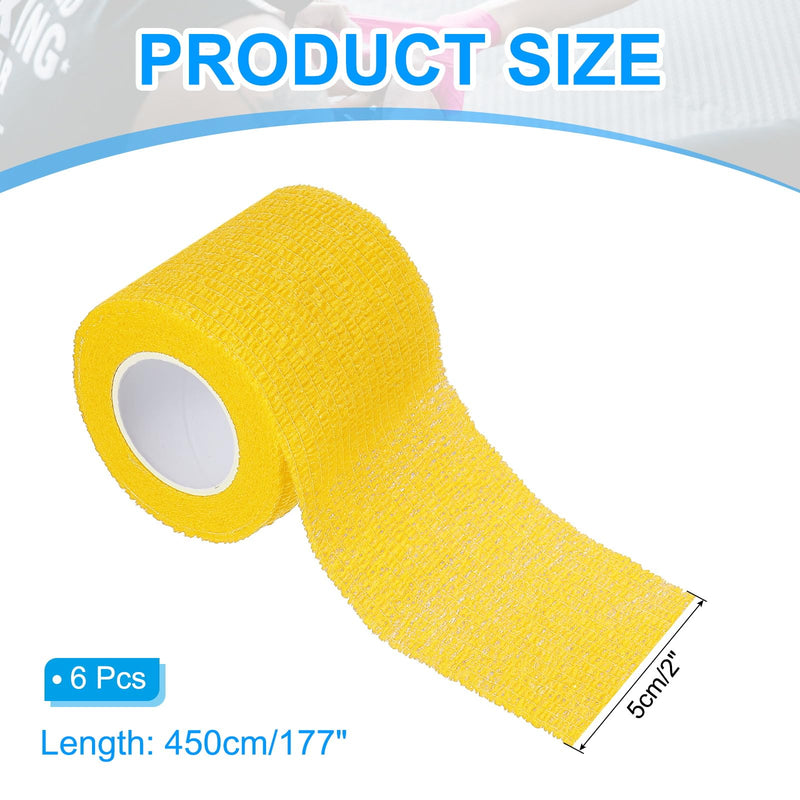 PATIKIL 2" x 177" Self Adhesive Bandage Wrap, 12 Pcs Elastic Self Breathable Self Adherent Wrap Tape for Stretch Athletic Sports Wrist Ankle Outdoor Tape, Yellow