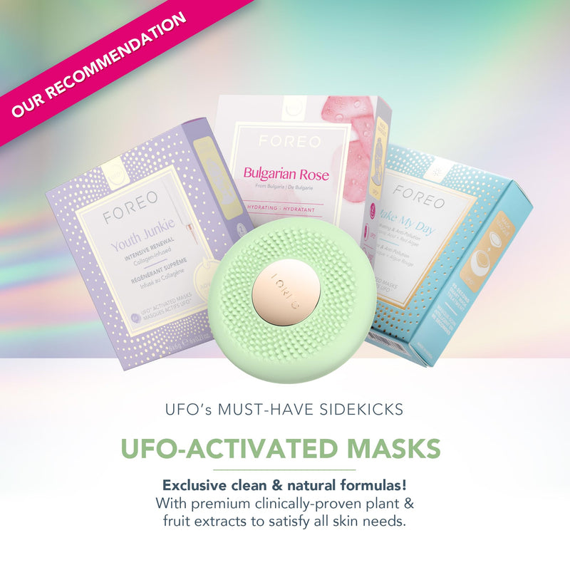 FOREO UFO 3 go Travel-friendly Face Mask Skincare Device - Face Moisturiser - Anti-Aging - Red Light - Warming - Facial Massage - Compact - App-connected - Pistachio Pistchaio