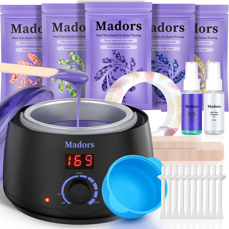 [Australia] - Madors wax warmer waxing set with LCD digital display temperature control, wax warmer with 5 pack (3.5 oz. each) hard wax beads for the whole body 