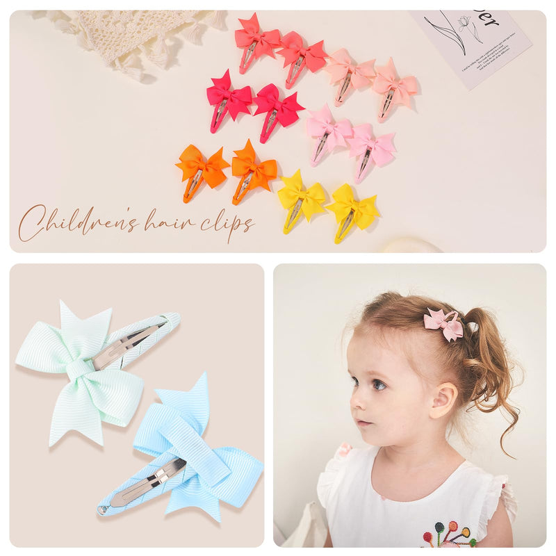 40PCS Snap Baby Hair Bows Clips for Girls Grosgrain Ribbon Fully Wapped 2 Inch Infant Hair Barrettes Accessories for Baby Girls Newborns Toddler A-40PCS