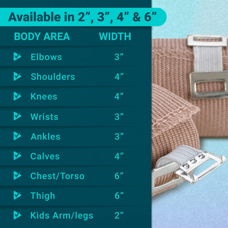 MEDca Elastic Compression Bandage Wrap - First Aid Bandages Roll Measures 2", 3", 4", 6" x 5 Ft with 4 Extra Hooks - Athletic Sports Stretch Wraps for Ankle, Wrist, Arm & Leg Sprains (Pack of 8) 2, 3, 4, 6 Inch (2 Each)