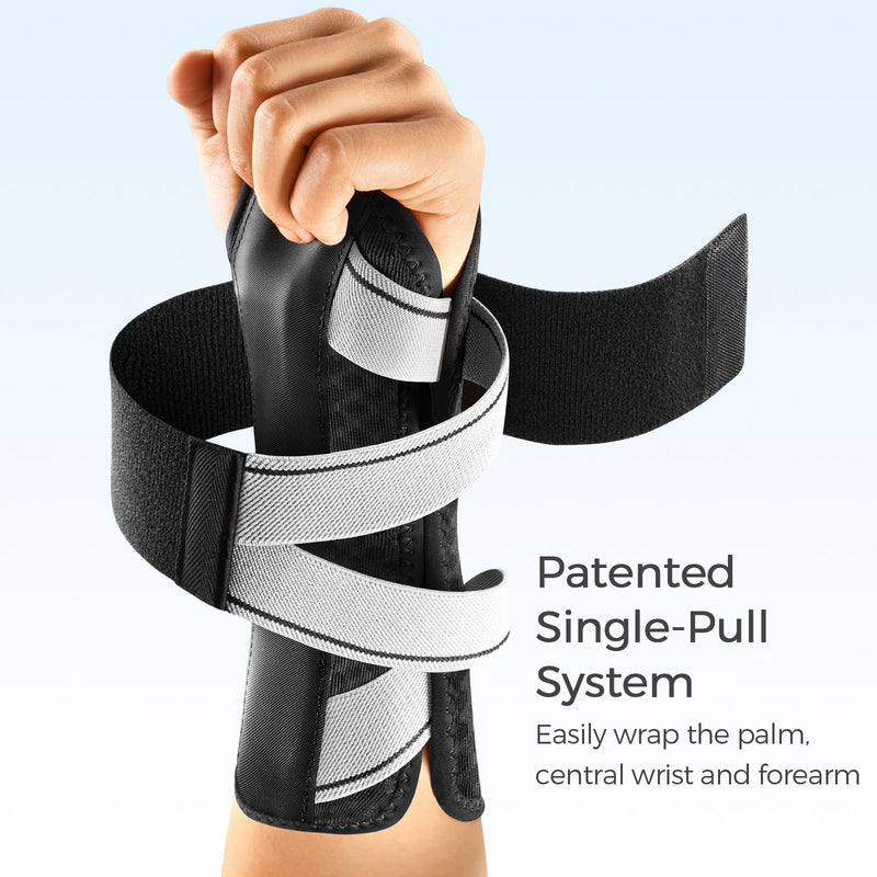[Australia] - FREETOO Tendonitis Wrist Brace Night Support Fit Left Hand for Work, Pain Relief Wrist Splint for Arthritis, Sprain for Sleeping, Wrist Support Carpal Tunnel Fit Women and Men (Left, L/XL, Black/Grey) Left-Gray/Black 