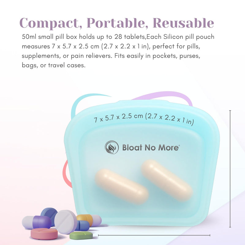 Silicone Pill Case, Portable Travel Medicine Organizer (Pink Blue Purple) | 3 pack compact pill box for vitamins, supplements & medication with waterproof, food-grade silicone design